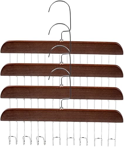 Miniatura 8 de 4 percheros antideslizantes con múltiples ganchos, colgador de madera para cinturón para armario con 8 ganchos, ganchos multifuncionales