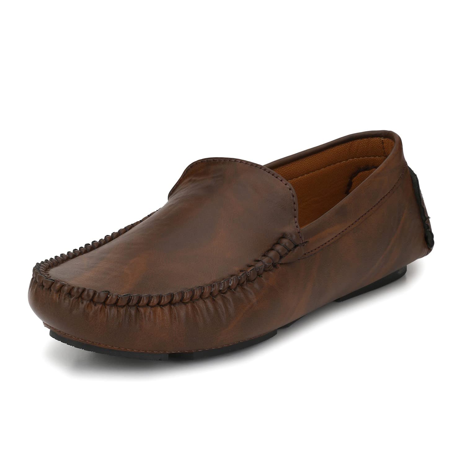 JOHN KARSUN Brown Faux Leather Comfy Loafers for Men Casual Wear - 7 UK (B08VDMX4ZH) Amazon Price History, Amazon Price Tracker