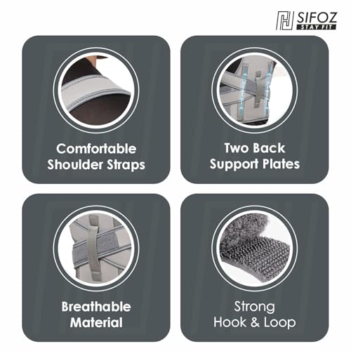 Image of Sifoz Free Size Grey Posture Corrector For Men And Women Back Support Belt Back Pain Back Straight And Shoulder Support Belt (Grey Metallic)