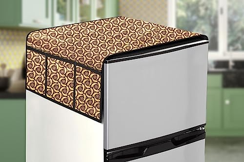 Image of Stylista Refridgerator top Cover Suitable for Samsung RR24C2Y23CR /NL, 223 Liter Fridge, Dimension (WXD) 65x111 CM, Packed Pattern Light Yellow