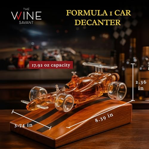 Image of F1 Racecar Whiskey Decanter - 8.12oz - Scotch, Bourbon, Liquor Decanter for Car Lovers, Formula 1 One, Racing Enthusiasts - Unique Whisky Car Bottle, Gift for Men, Barware Decor, Novelty for Home Bar
