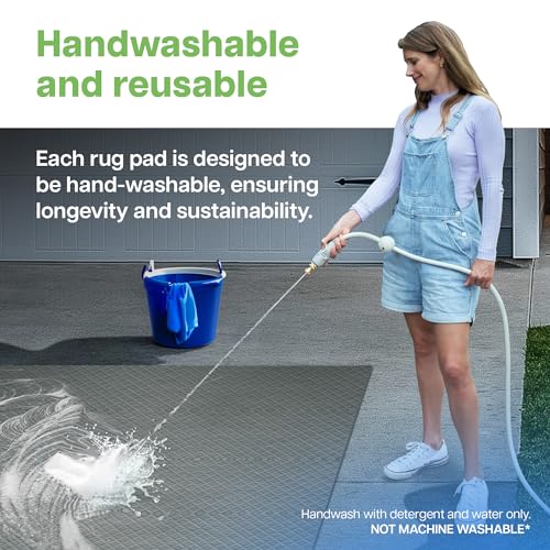 Image of Waterproof Rug Gripper | 5x8 ft - 3 /8 inch | Washable Non Slip Rug Pad - Safe for All Floors - Made in the USA - Protects Floors and Locks Rugs in Place - Pet-Friendly