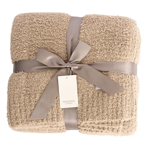 Image of Saranoni Bamboni Luxury Throw Blanket | Oversized Super Soft Plush Home Decorative Comfy Blankets for Couch or Bed | Taupe - X-Large 60 inch x 80 inch