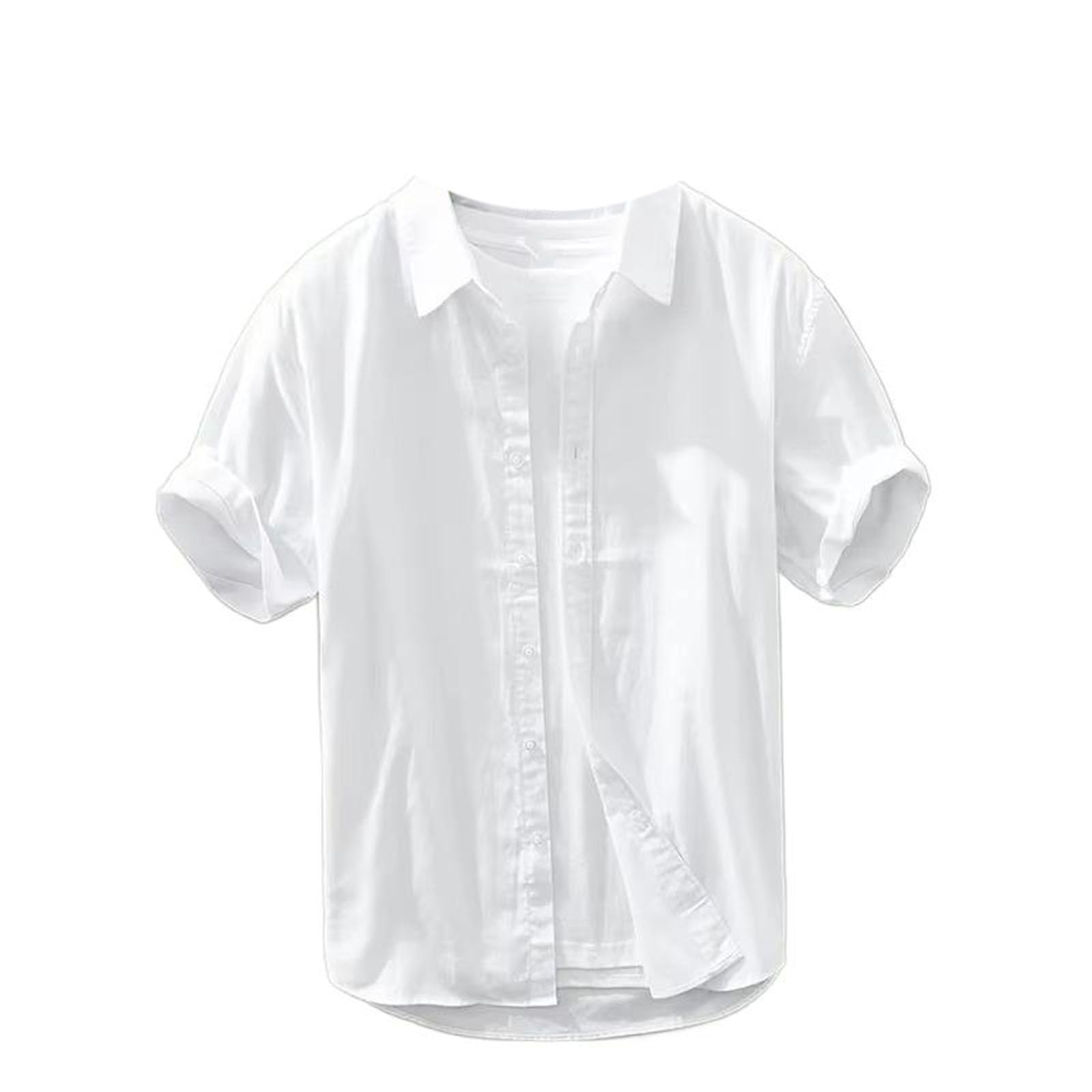Camicetta Leggera da Uomo abbottonata con Colletto abbattuto, Top Casual per Abbigliamento Quotidiano Estivo