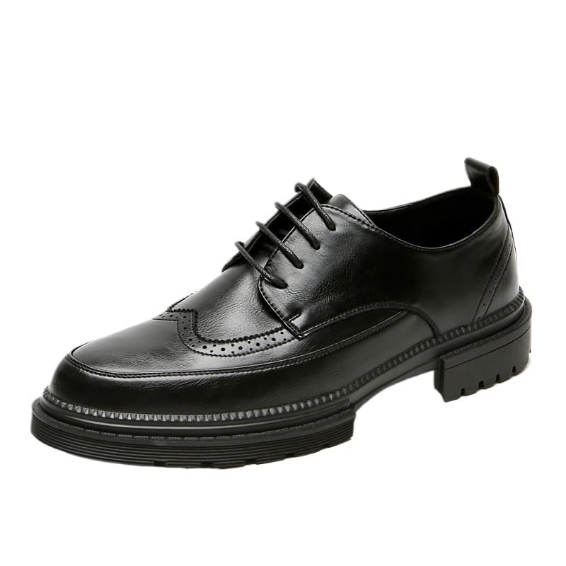 Mens Height Increase Oxford Shoes Casual Lace Up Dress Leather Shoes Trendy Tuxedo Shoes for Men