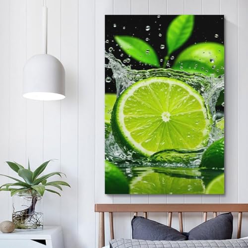 Poster mural artistique de tranches de citron vert 60x90cm ZHOUKEG - 5
