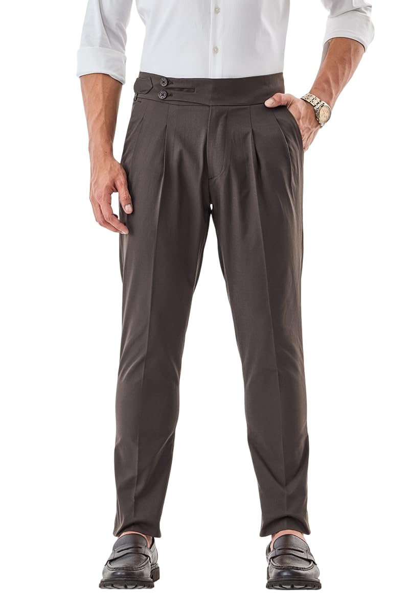 snitch Men Formal Trousers | Slim Fit Pleated Front Design with Adjustable Waistband & Wrinkle-Resistant Finish | Premium Polyester for Office & Club Wear-picture-53