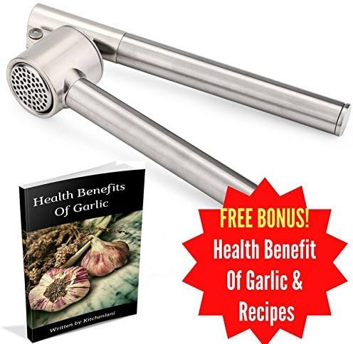 Just Add Summer - Professional Stainless Steel Garlic Press Squeezer - Great for Fresh, Packed and Peeled Garlic - Great Combination with Other Spices and Herbs