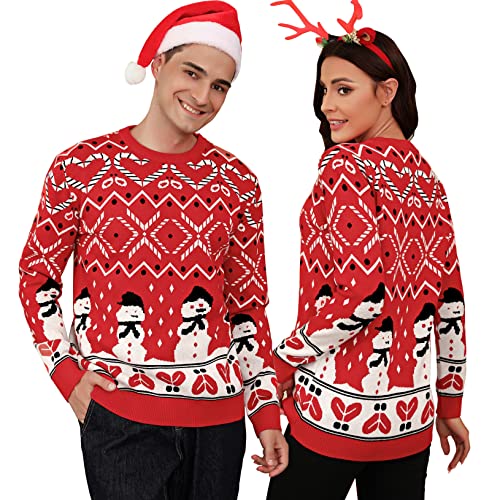 Marvmys Family Matching Christmas Sweater Round Neck Snowman Ugly Knitted Sweater Pullover for Men Women4