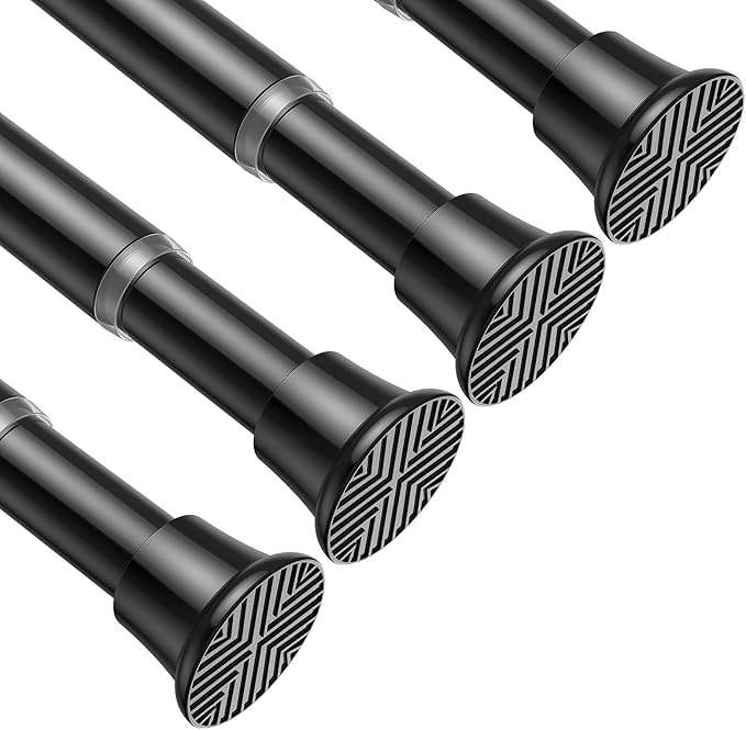 4Pcs Spring Tension Curtain Rod, Black Tension Rod 30-62 Inch