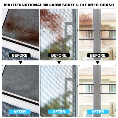 Image of Mesh Screen Cleaner, Cleaning Brush for Window Screen 5 in 1 Window Screen Cleaner, Wet and Dry Dual-Use Window Cleaning Kit, Screen Cleaner Tool Window Track Cleaning Tools Window Seal Cleaner