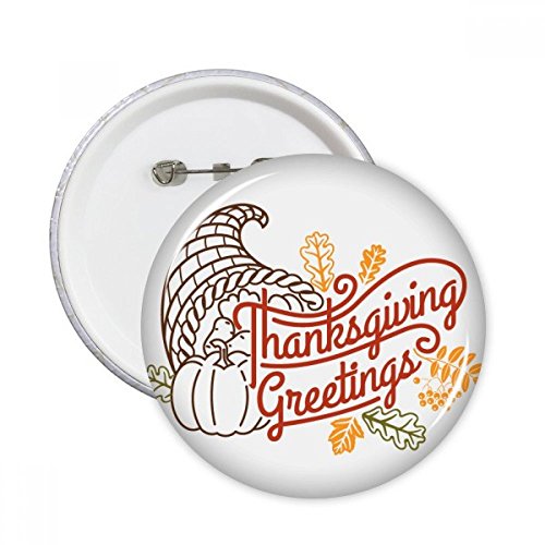 Badge Thanksgiving design épuré rond pour vêtement M 5pcs