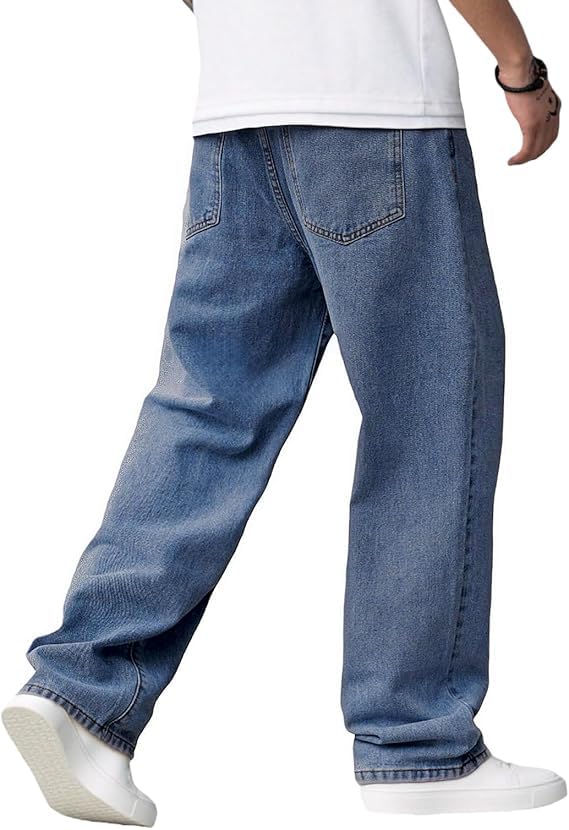 Image of Baggy Jeans for Men Y2K Streetwear Vintage Wide Leg Loose Fit Denim Pants Hip Hop Skater Carpenter Jeans