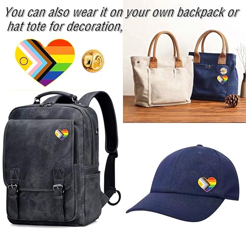 Image of 25 /50 /100 /200 pieces heart new Progress Pride Pins LGBTQ Inclusive Progressive rainbow pride flag Lapel Pin for Clothes backpack hat Decoration Souvenir gift badge bulk