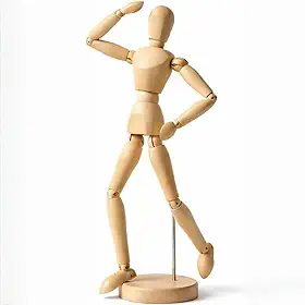 Manequim Articulado de Madeira para Desenho e Pintura com Base Cor Natural Estilo Clássico Referência Artística e Decoração de Ambientes