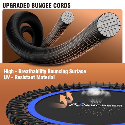 Image of ANCHEER Fitness Trampoline,40 inch /48 inch Bungee Rebounder with Adjustable Handle | 450-550 LBS Capacity /Waterproof & UV-Resistant Materials Indoor & Outdoor Use /Low-Noise Bungee System /Home Cardio Workout