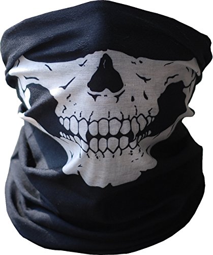 GODHL crâne squelette demi visage masque Bandana Col écharpe Rave masque noir