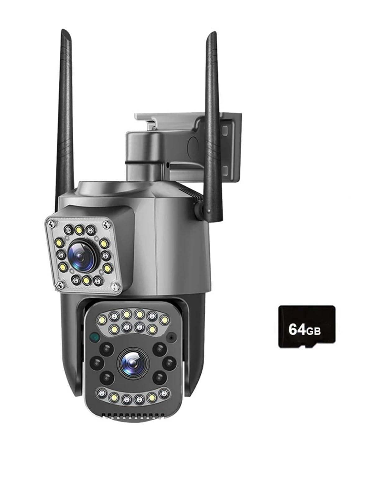 JVDDI 4MP 4K Dual Lens Outdoor Camera PTZ IP Cameras Night Vision Security Protection Wireless CCTV Net Video Surveillence(64g)