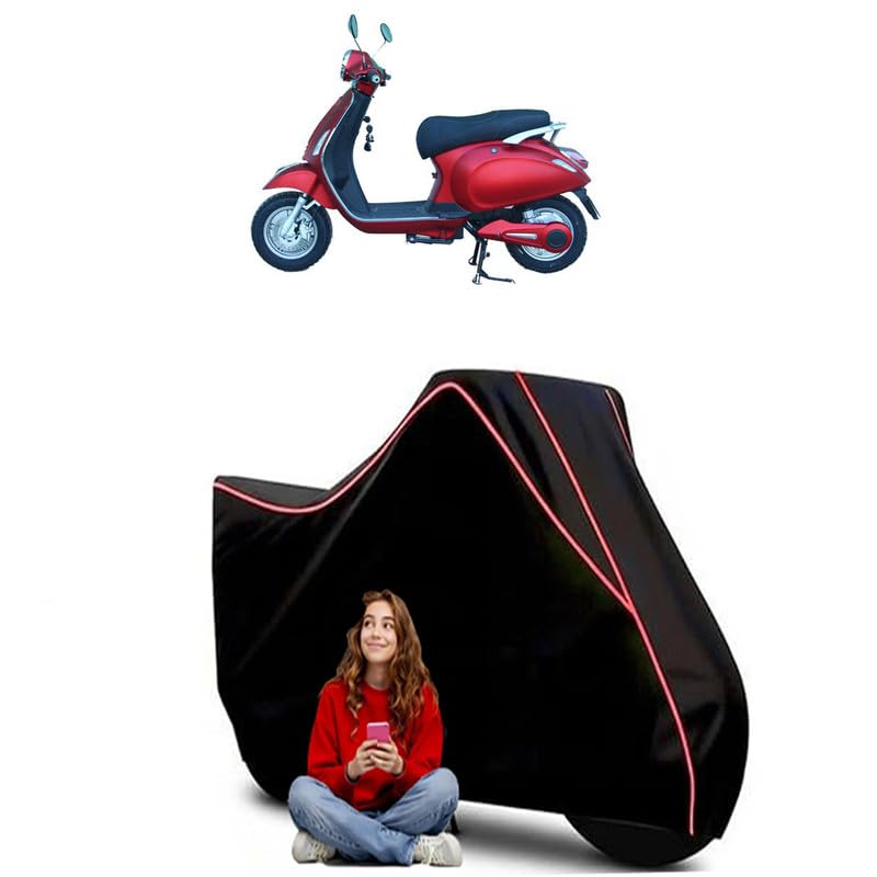 Image of Crayon Snow Plus Scooty Bike Cover Water Resistant Outdoor Use Universal Fit Scooters Motorcycles Heavy Duty UV Protection Dust Rain Scratch Resistant Elastic Bottom Black Blue Piping
