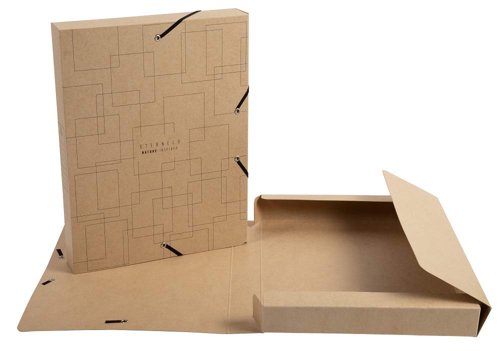 Exacompta 59647E Archivbox Eterneco Rücken 60 mm, wasserabweisend, bestrichener Karton 600 g/m², 25 x 33 cm, für DIN A4+, 1 Stück, Motive sortiert