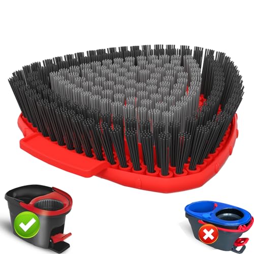 Image of Spin Mop Replace Scrub Brush Head Compatible with O Cedar EasyWring 1-Tank | Upgraded Dual-Texture Scrubber,Grey Soft for Foam & Black Stiff for Stain,20 Angled for Corners,Perfect for Kitchen,Bathroom