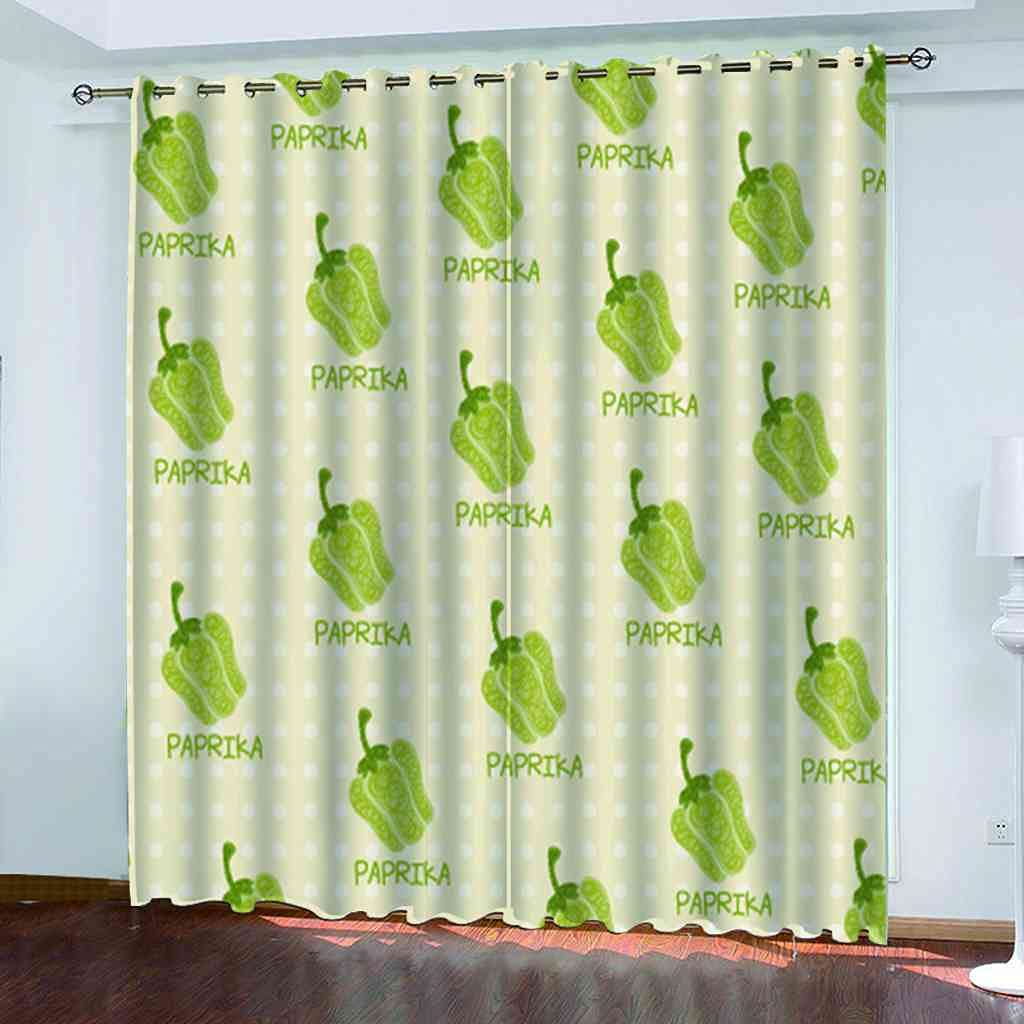 Rideaux occultants imprimé 3D piment vert œillets 264x242 cm