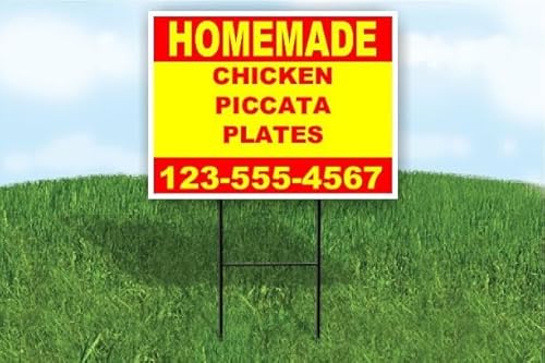 Chicken Piccata Plates Homemade Red Yellow Customizable Yard Sign Double