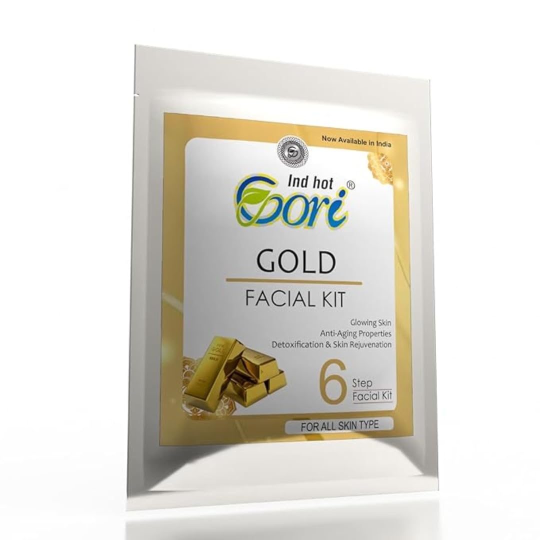 Gold Facial Kit | For All Skin Type | With 6 Easy Step Organic Facial Kit For Natural Golden Glow, Radiant & Luminous Skin | For Men & Women | 60 gm (Single Use)
