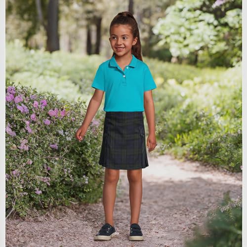 Image of Lands' End School Uniform Girls Short Sleeve Feminine Fit Interlock Polo Shirt