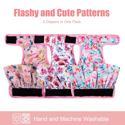 Image of wegreeco Dog Diapers Female (3 Pack), Highly Absorbent Puppy Doggie Dog Diapers for Female Dogs Period, Washable Doggy in Heat, Small Medium Large Size (Ink Painting, Small)
