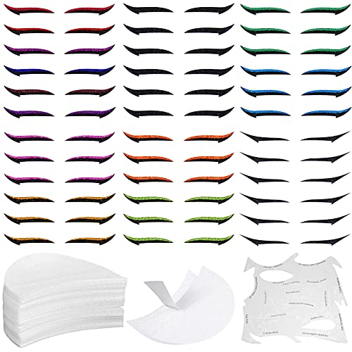 137 Pieces Reusable Eyeliner Stickers Eyeliner Molds Eyeshadow Pads Eyeshadow Patches Self-Adhesive Eye Line Strip Sticker Stencils Eyeliner Stencil Pads Make-Up Stencils Eye Makeup Tool