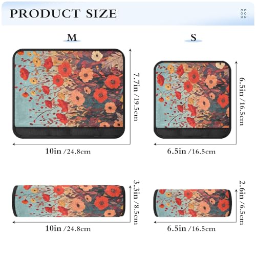 Image of Autumn Poppy Flowers Seat Belt Cover Pad 2 Pcs Soft Cute Seatbelt Covers Protector Support Head Neck Shoulder Strap for Car Seats High Chair Backpack for Adults Kids Women Men 10x7.7In 2 Pack