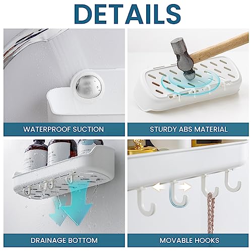 Taili Shower Caddy Suction Cup 2 Pack, Shower Shelves Drill-Free Shower Baskets For Shampoo, Body Wash, Rustproof Kitchen Bathroom Caddy Organizers, Plastic Shower Caddies Bearing Of 22 Lbs thumb #3