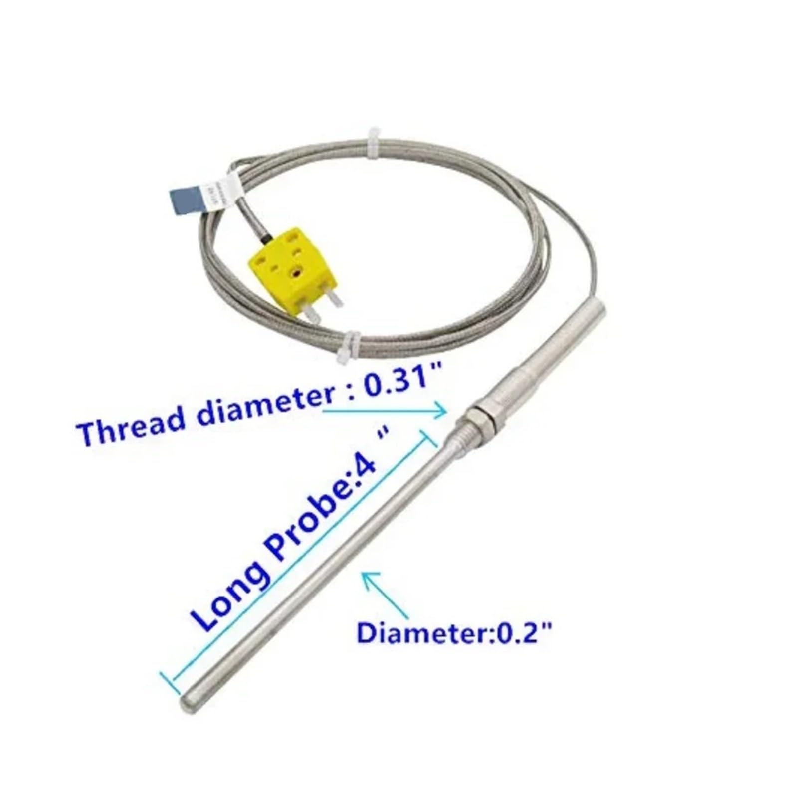 Température Capteur Czujnik termopary i regulator temperatury sondy termistor Typ K od 0 do 1100 °, zakres temperatury sondy 100 mm/długość M8 (4m, 200 mm)