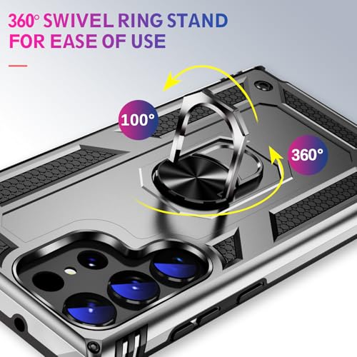 Image of for Samsung Galaxy S26 Ultra Case with Screen Protector, Heavy Duty Military Grade Shockproof Rugged Protective Cover for Samsung S26 Ultra Phone Case with Metal Ring Magnetic Kickstand (Silver)