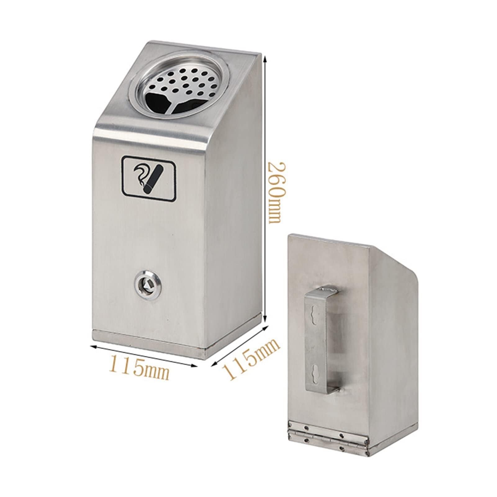 Standing Ash Tray,Lockable Wall Mounted Metal Ashtray, Stainless Steel Wall Mounted Ashtray Lockable Cigarette Butt Container with Key for Outdoor Smoking Public Place (Color : Onecolor)