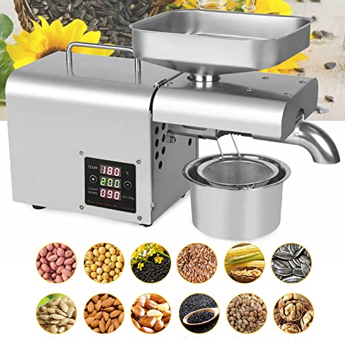 Automatic Oil Press 610W Commercial Home Automatic Oil Extractor Presser Upgraded 304 Stainless Steel High Output Oil Pumping Machine for Nuts Seeds Avocado Coconut Castor Peanut,110V