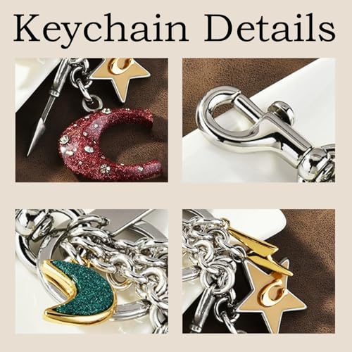Image of Star Moon Alphabet Keychain, Cute Bag Charm, Purse Accessories for Women