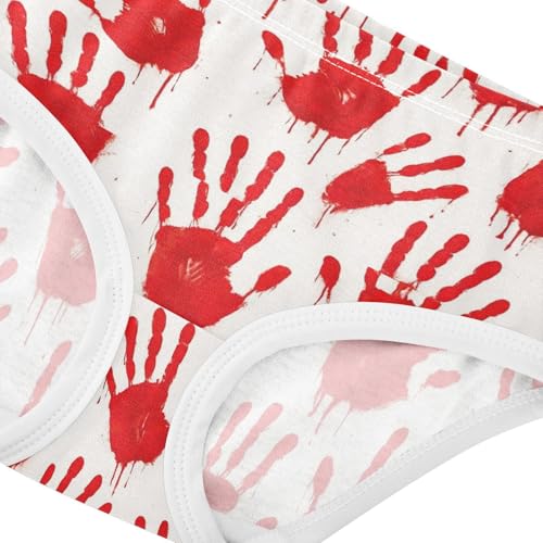 Joisal Girls Underwear Toddler 2t Cotton Panties for Girl Stylish Briefs Girls Undies Red Handprints White Print4