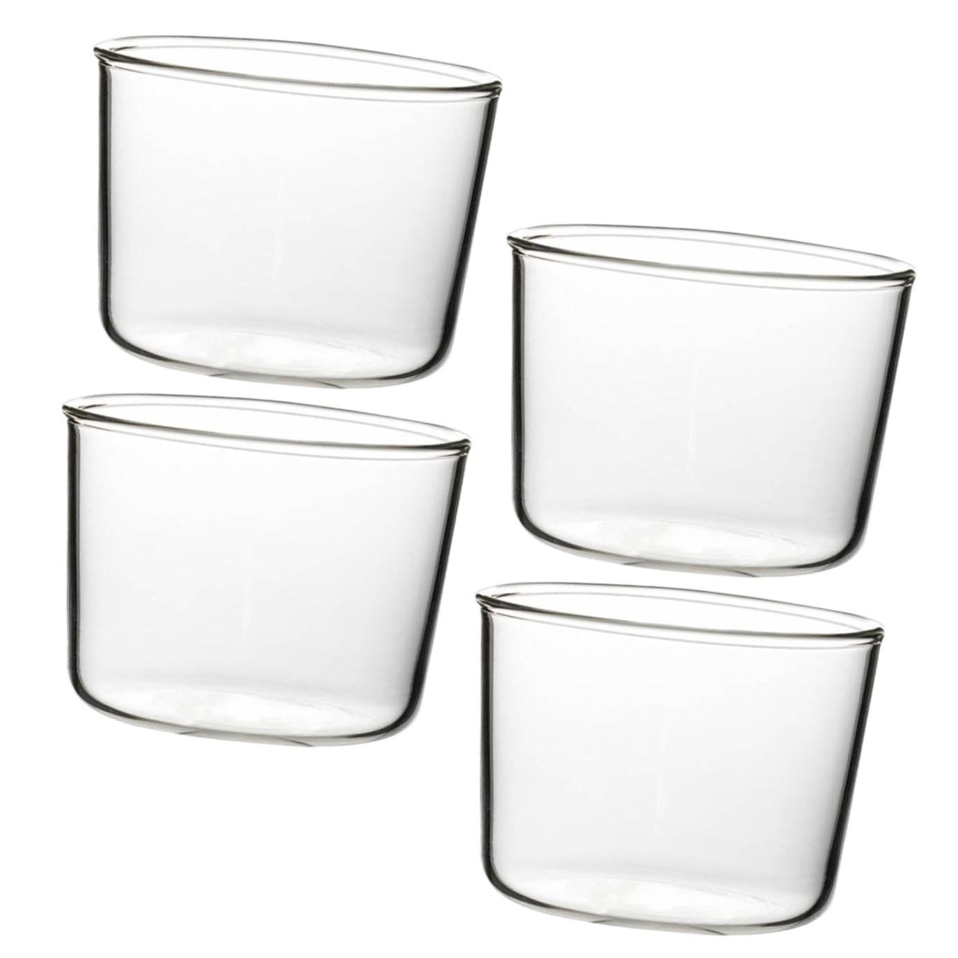NOLITOY 4 Vasos de Postre de Vidrio Reutilizables 200 Ml, Tazas de Mousse Redondeadas para Hogar y Buffet, Moldes Prácticos para Cupcakes y Bebidas Frías, Aptos para Fiestas y Refrigerio