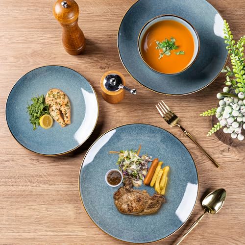 Image of GBHOME Dinnerware Sets For 8, 24Pcs Stoneware Plates and Bowls Sets, Dishwasher&Microwave Safe