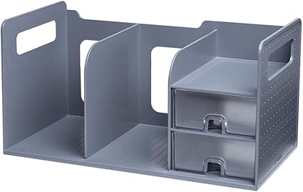 Amazon Co Jp Litem 日本公式店 引出し付き ブックラック グレー ブックスタンド 本立て ブックエンド 卓上収納 事務所 オフィス 収納 おしゃれ 文具 整理整頓 収納ボックス 小物収納 小物入れ Amazon Co Jp単独 文房具 オフィス用品