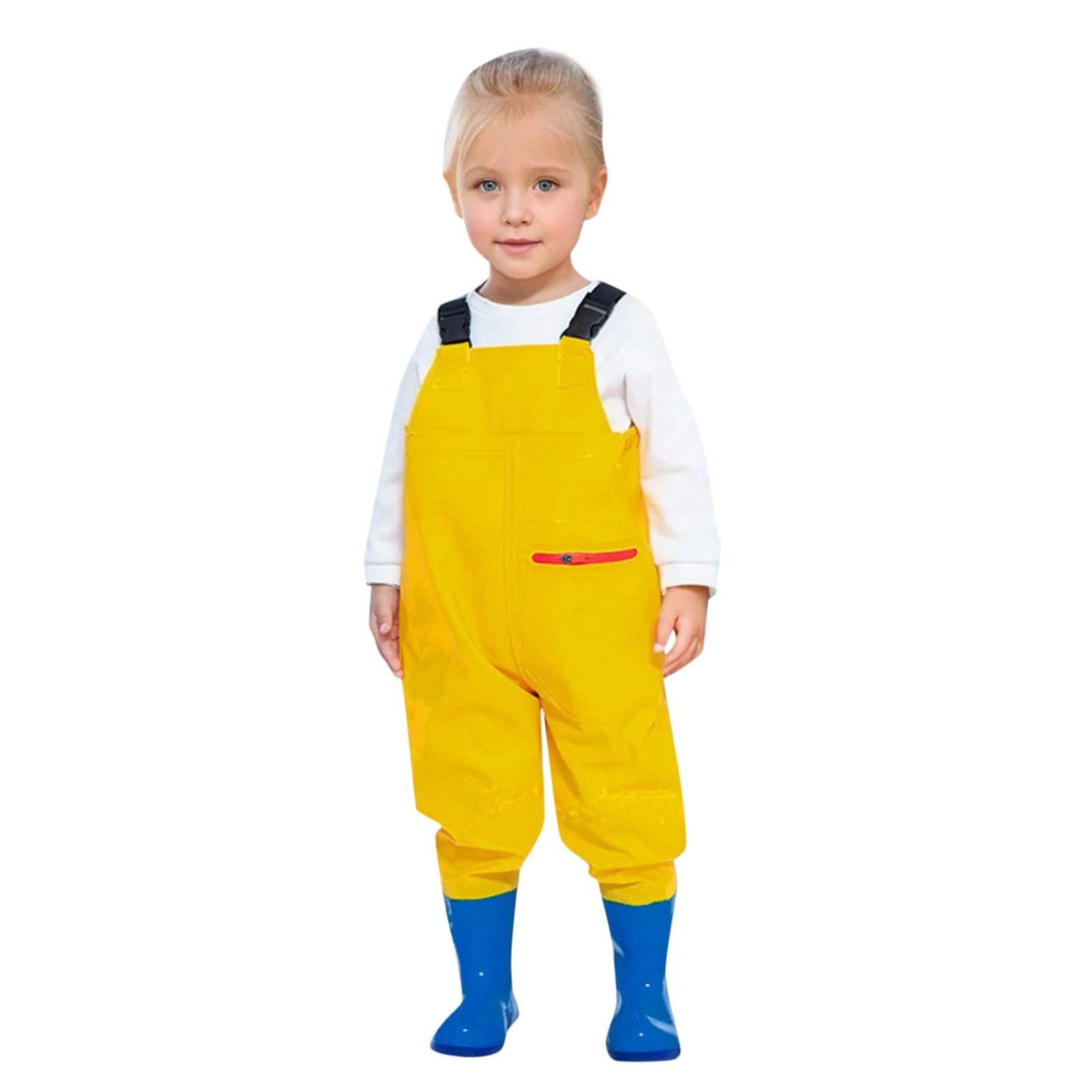 Fishing Waders for Kids Boys Girls Chest Waders Youth Fishing Wader with Pocket for Toddler Children Water Proof Wader with Boots (X2-Yellow, 9-10 Years) — image 1