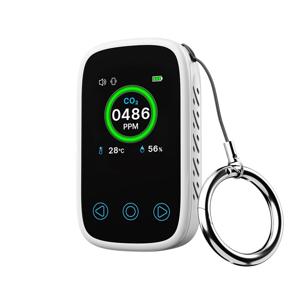 Norpolifomor Portable CO2 Monitor CO2 Sensor,3 in 1 CO2 Concentration Monitor for Travel,Camping, Office, School, Home, Indoor/Outdoor,Battery Powered