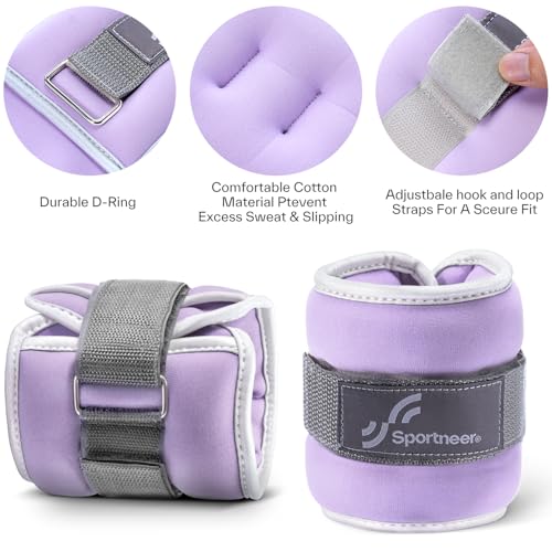 Image of Sportneer Ankle Weights Wrist Weights Pair of 1 /2 /4 /6 /10 LBS for Men Women Kids Strength Training Wrist and Ankle Weights Set with Reflective Strips for Dancing Running Walking Fitness Workout Gym