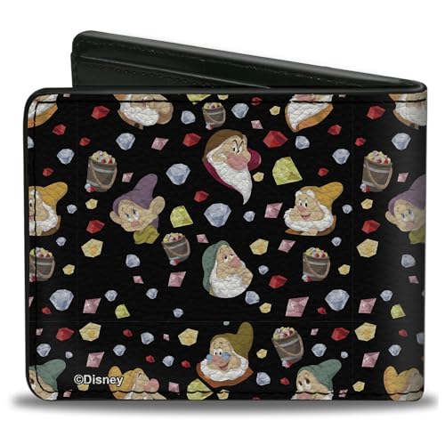 Buckle-Down Men's Disney Wallet, Bifold, Snow White The Seven Dwarfs Expressions and Diamonds, Vegan Leather, 4.0" x 3.5"2