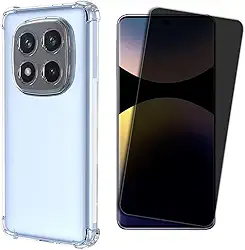 Kit Capa Anti Impactos para Xiaomi Redmi Note 14 Pro 5G, Película 5D Privacidade Anti-Curioso, Kit Aplicação, Case Proteção da Câmera, Bordas Antiquedas