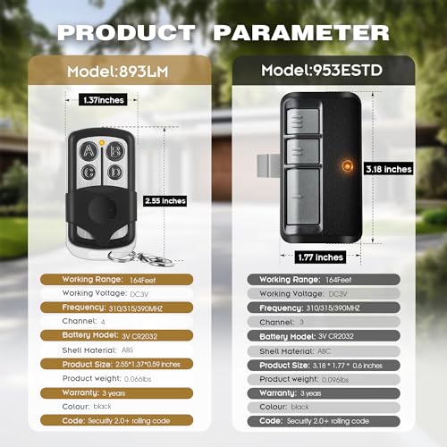 2-for-893LM-953ESTD-LiftMaster-Chamberlain-Garage-Door-Opener-Remote-Yellow-Learn-Button-Security-20-myQ-3-Year-Warranty