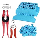 LIUCOGXI 100 Pieces Blank Cow Ear Tags with Animal Ear Tag Applicator and Tag Remover Pliers TPU Precision Livestock Ear Tags Animal Identification for Cattle Cow Pig Goat Horse（Blue）