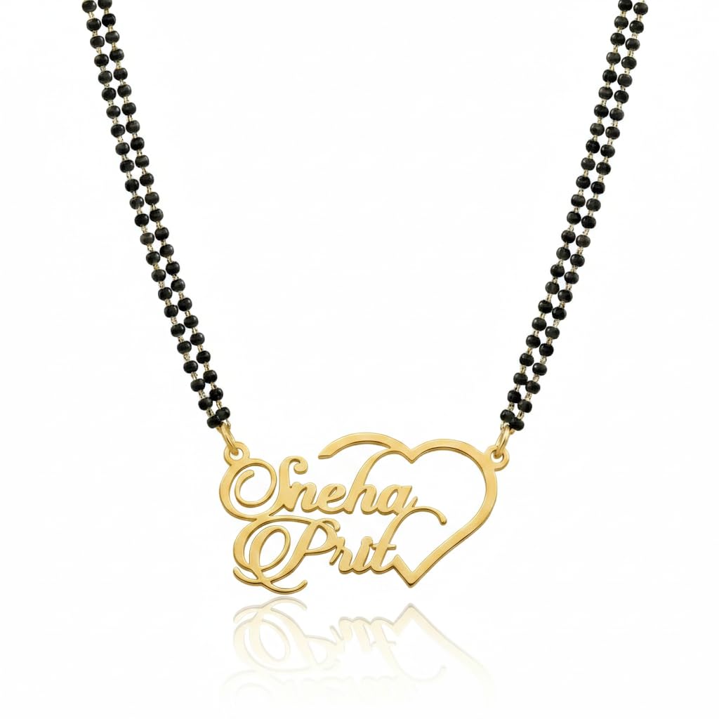 Half Heart Couple Name Necklace Personalized Mangalsutra Chain for Couples Elegant Style with Two Name Boxes-image-44